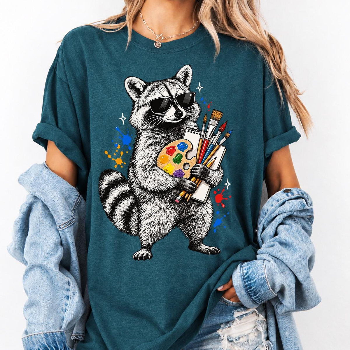 Art Teacher Shirt, Raccoon Art Teacher Tee, Cute Painter Artist Gift