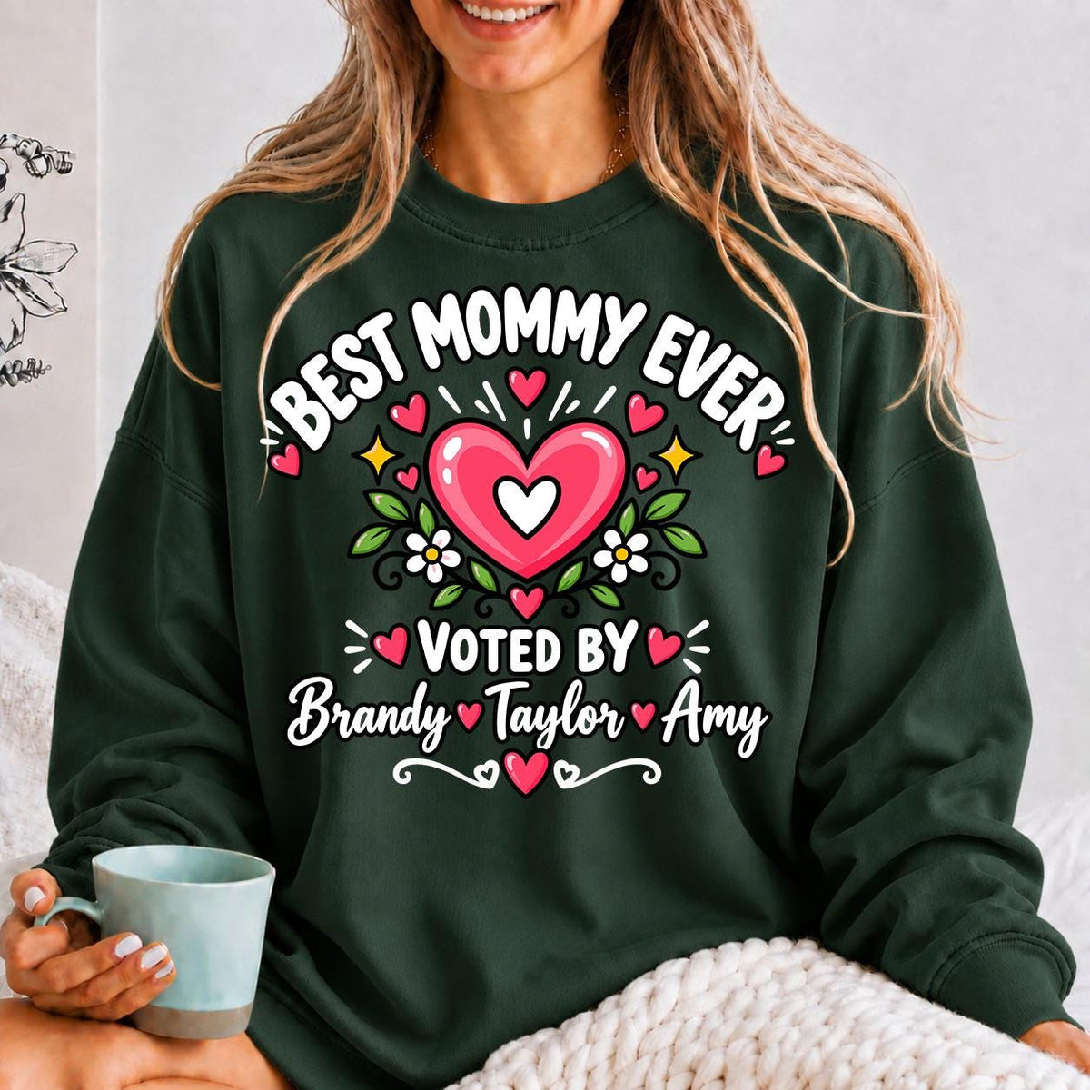 Personalized Mom with Kids Names Sweatshirt, Best Mommy Ever Crewneck