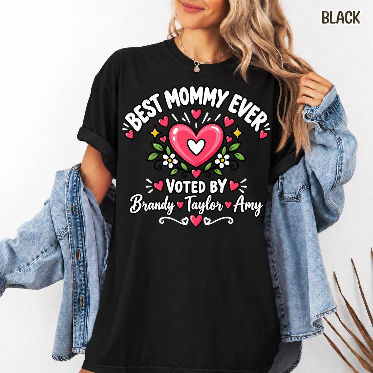 Personalized Mom with Kids Names Sweatshirt, Best Mommy Ever Crewneck