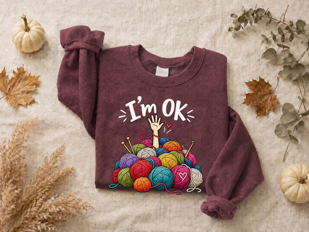 Cute Knitting Shirt, Funny Crochet Shirt, I'm OK Yarn Graphic Tee