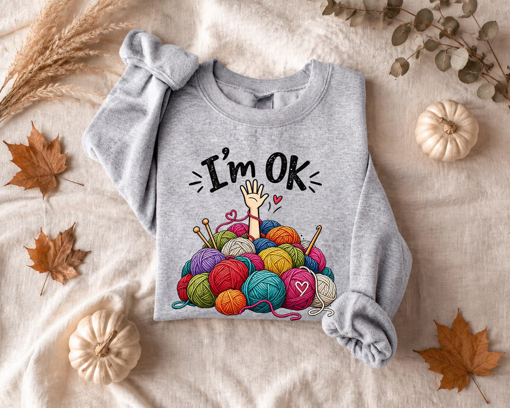 Cute Knitting Shirt, Funny Crochet Shirt, I'm OK Yarn Graphic Tee
