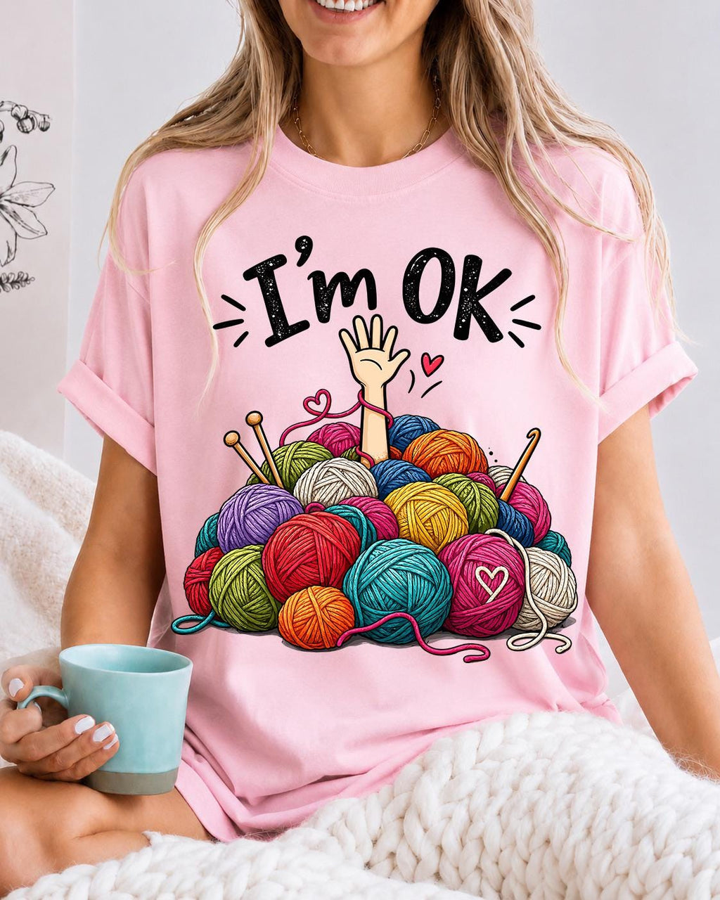 Cute Knitting Shirt, Funny Crochet Shirt, I'm OK Yarn Graphic Tee