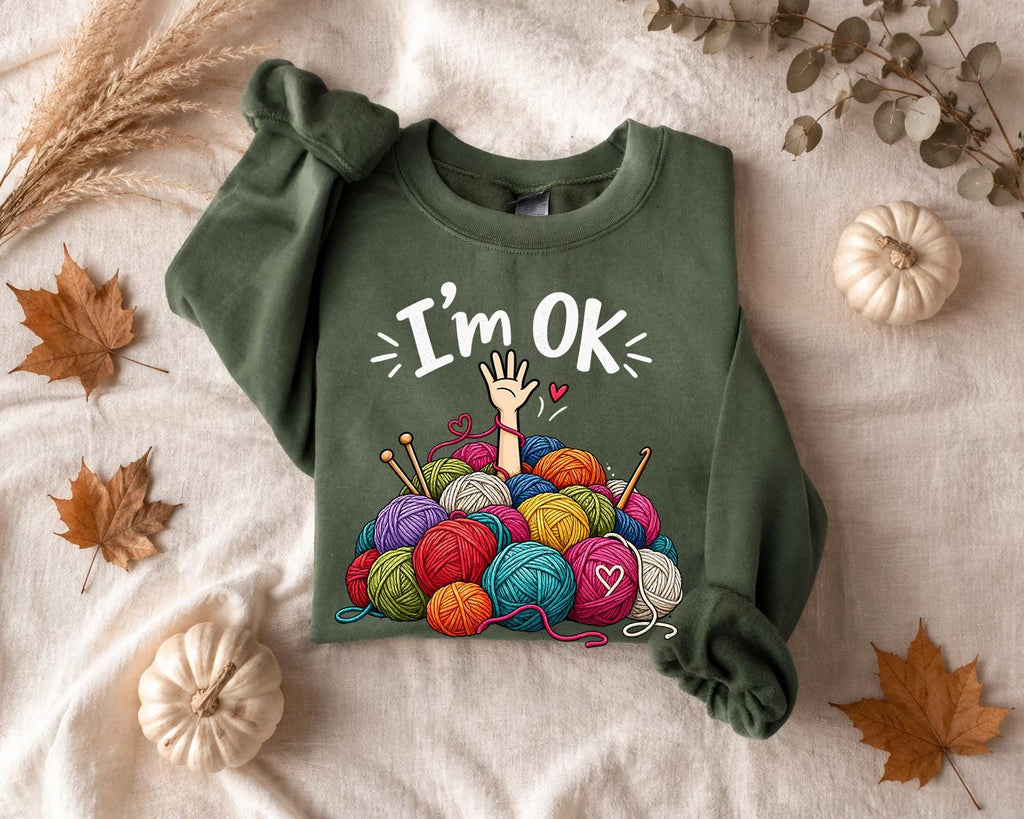 Cute Knitting Shirt, Funny Crochet Shirt, I'm OK Yarn Graphic Tee
