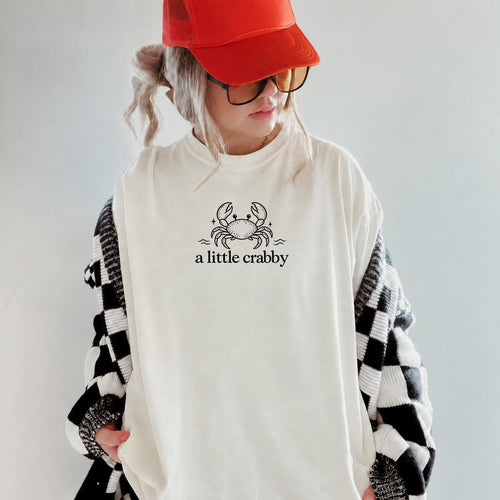 A Little Crabby Shirt, Minimalist Beach T-Shirt, Funny Crab Graphic Tee