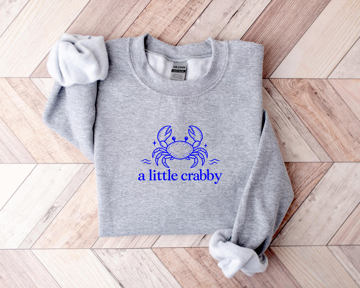 A Little Crabby Shirt, Minimalist Beach T-Shirt, Funny Crab Graphic Tee
