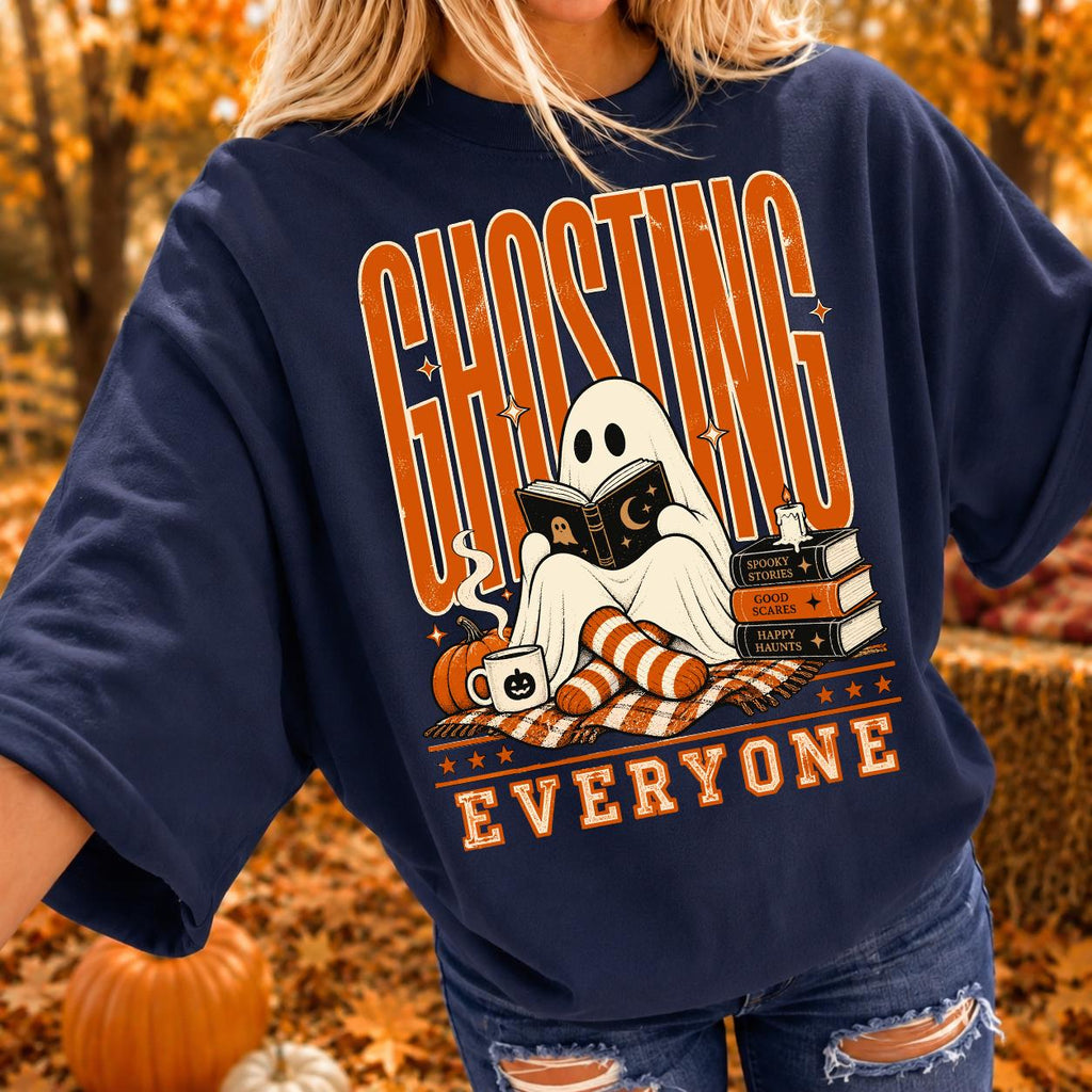Ghosting Everyone Shirt, Halloween Book Lover Shirt, Spooky Reading Shirt