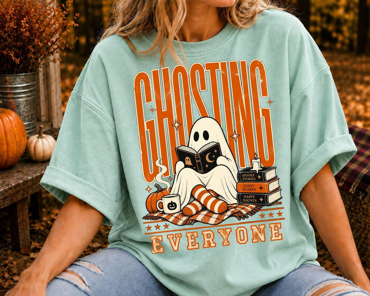 Ghosting Everyone Shirt, Halloween Book Lover Shirt, Spooky Reading Shirt