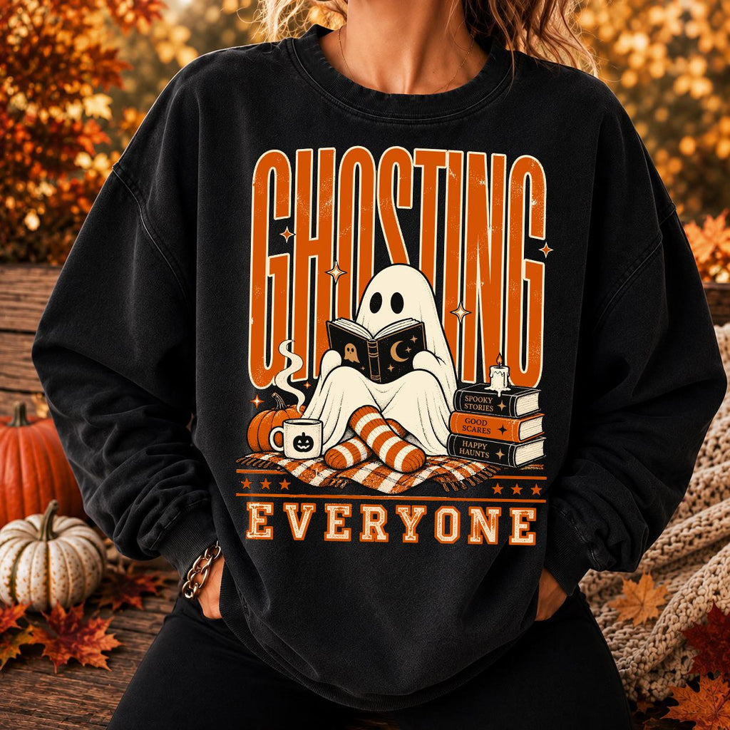 Ghosting Everyone Shirt, Halloween Book Lover Shirt, Spooky Reading Shirt