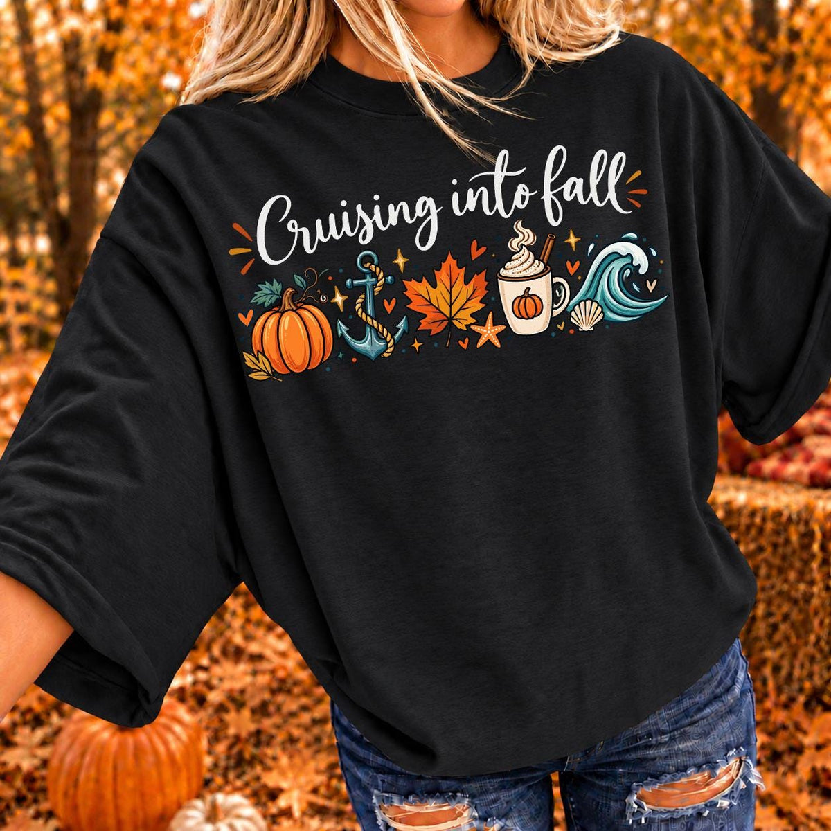 Cruising Into Fall Shirt, Autumn Cruise Vacation Sweatshirt