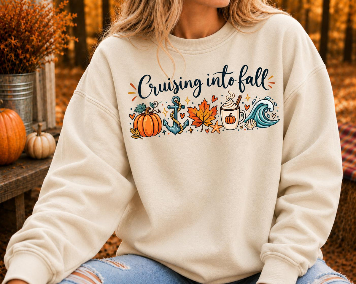 Cruising Into Fall Shirt, Autumn Cruise Vacation Sweatshirt