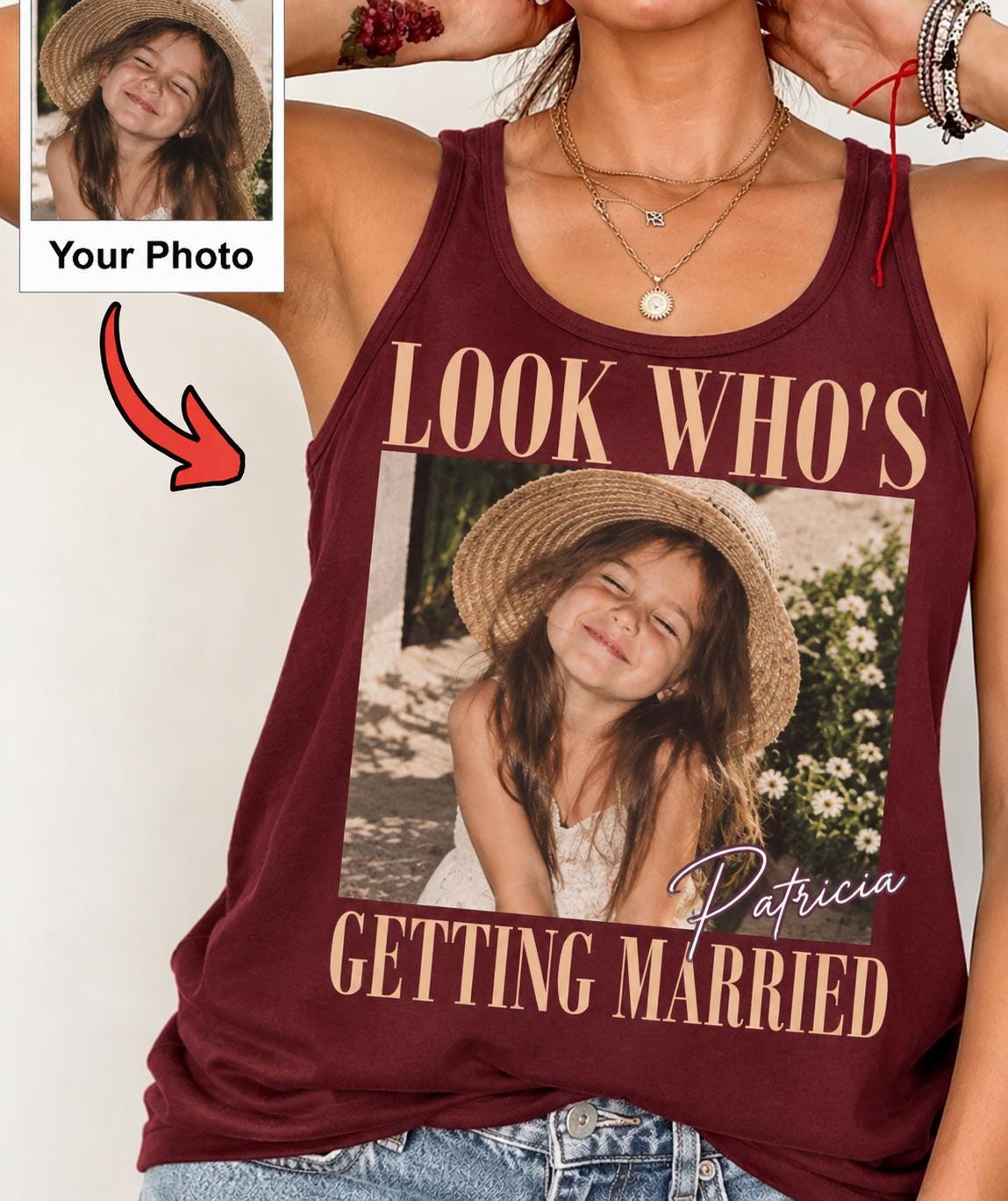 Look Who's Getting Married Shirt, Custom Bride Photo Tee