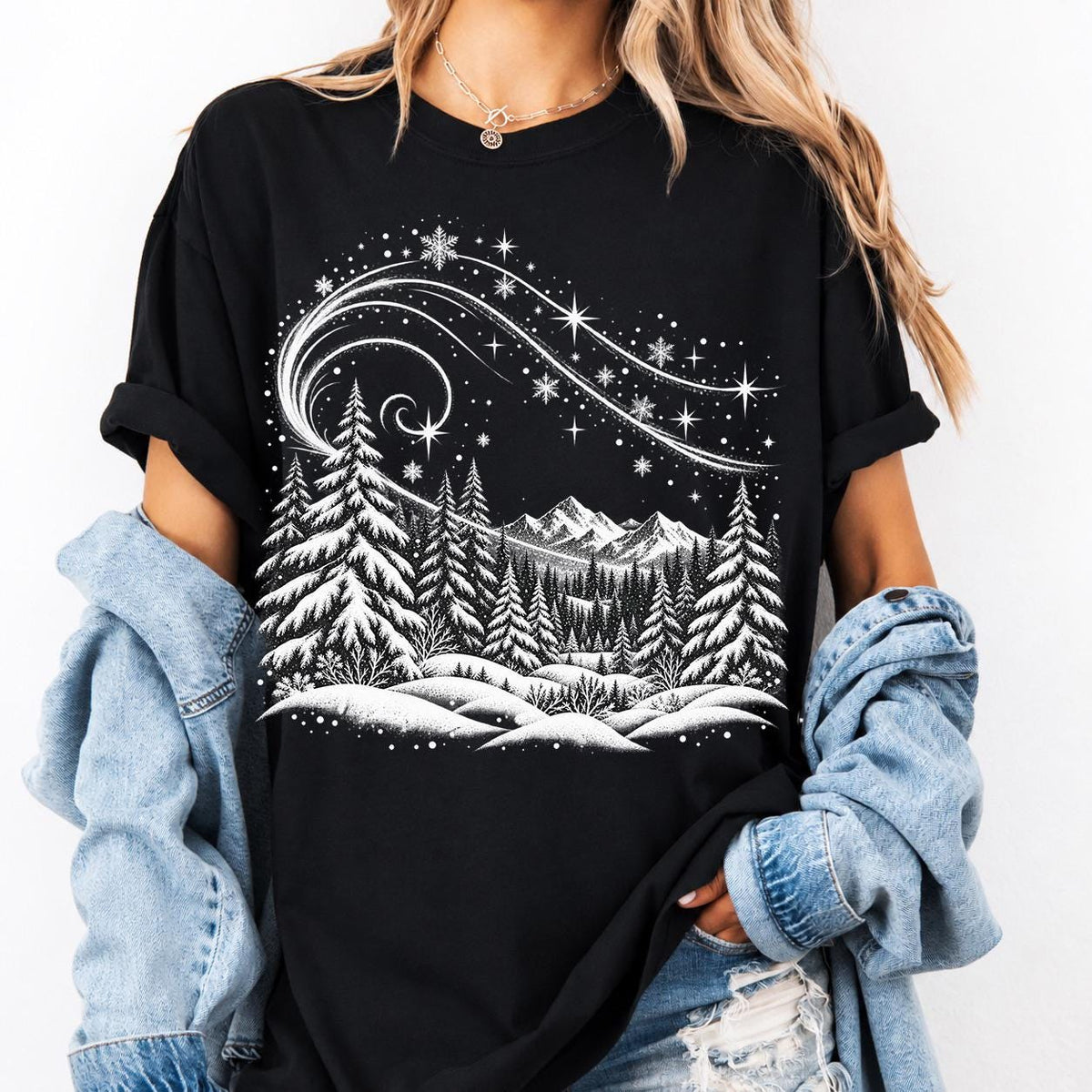 Vintage Winter Forest shirt, , Mountain Pine Tree Sweatshirt
