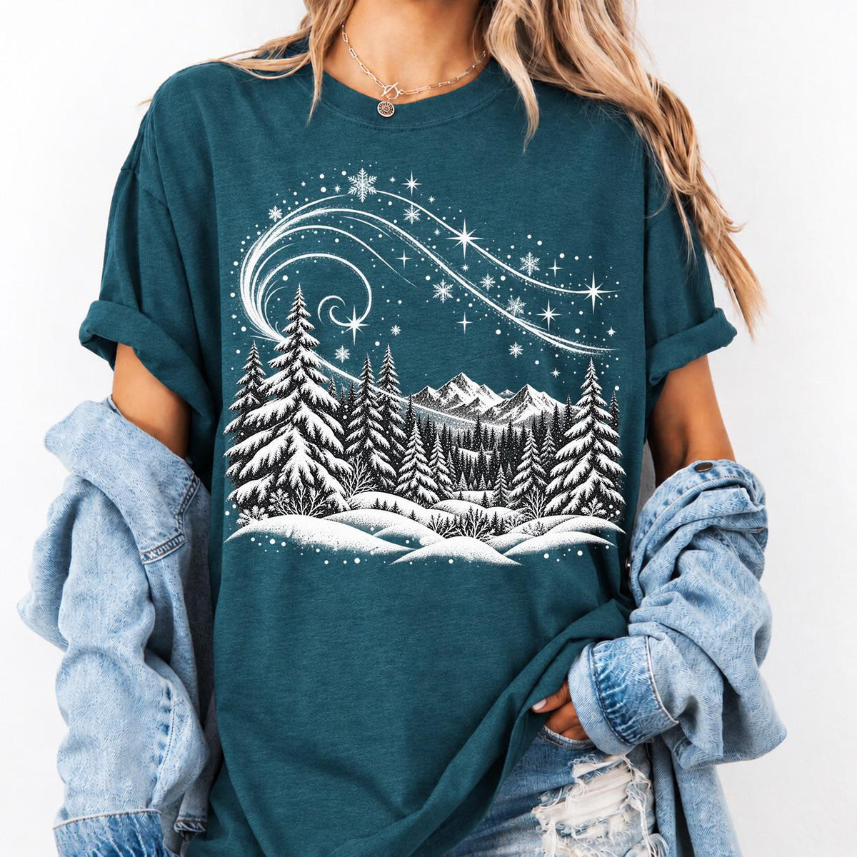 Vintage Winter Forest shirt, , Mountain Pine Tree Sweatshirt