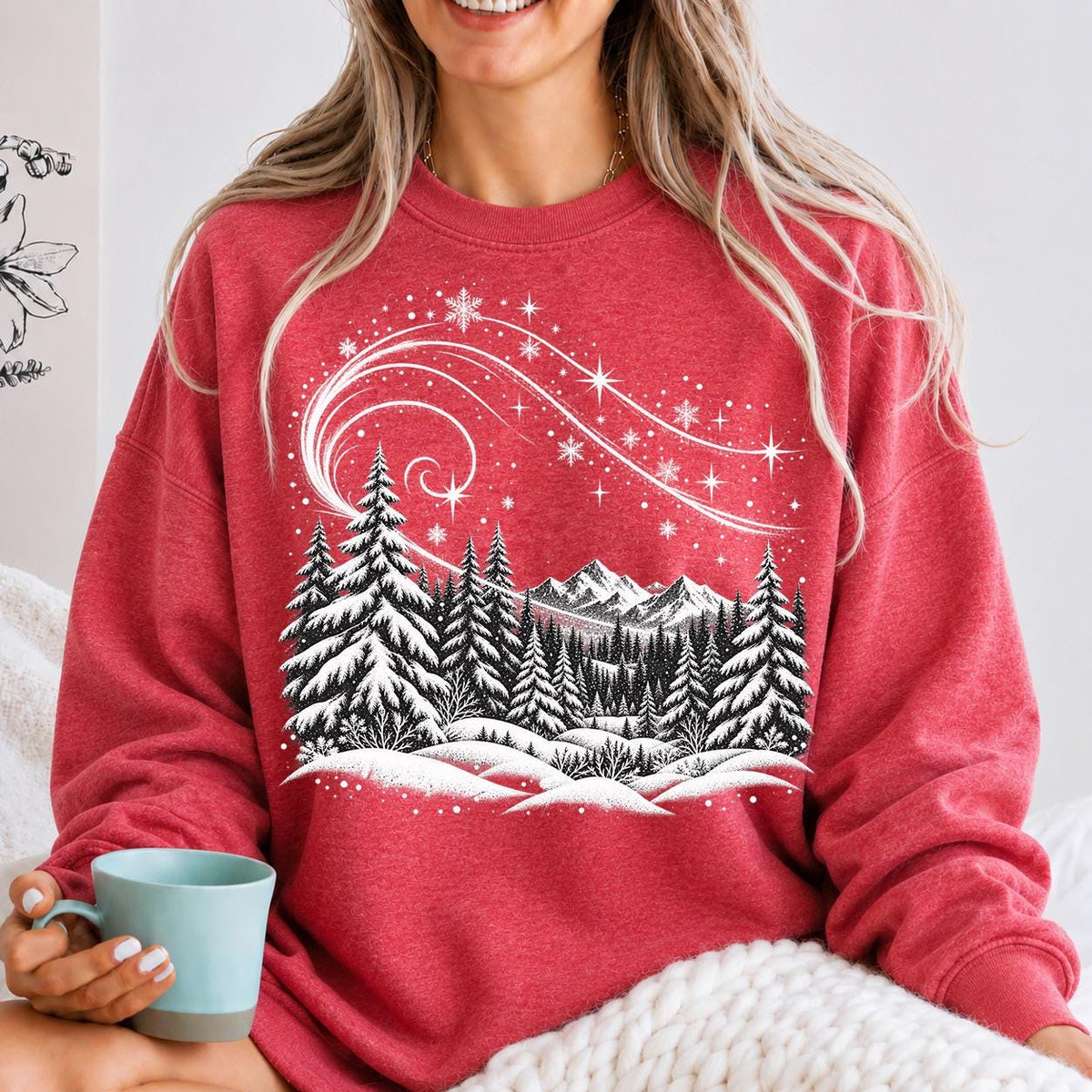 Vintage Winter Forest shirt, , Mountain Pine Tree Sweatshirt