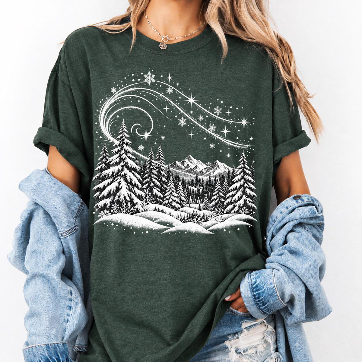 Vintage Winter Forest shirt, , Mountain Pine Tree Sweatshirt
