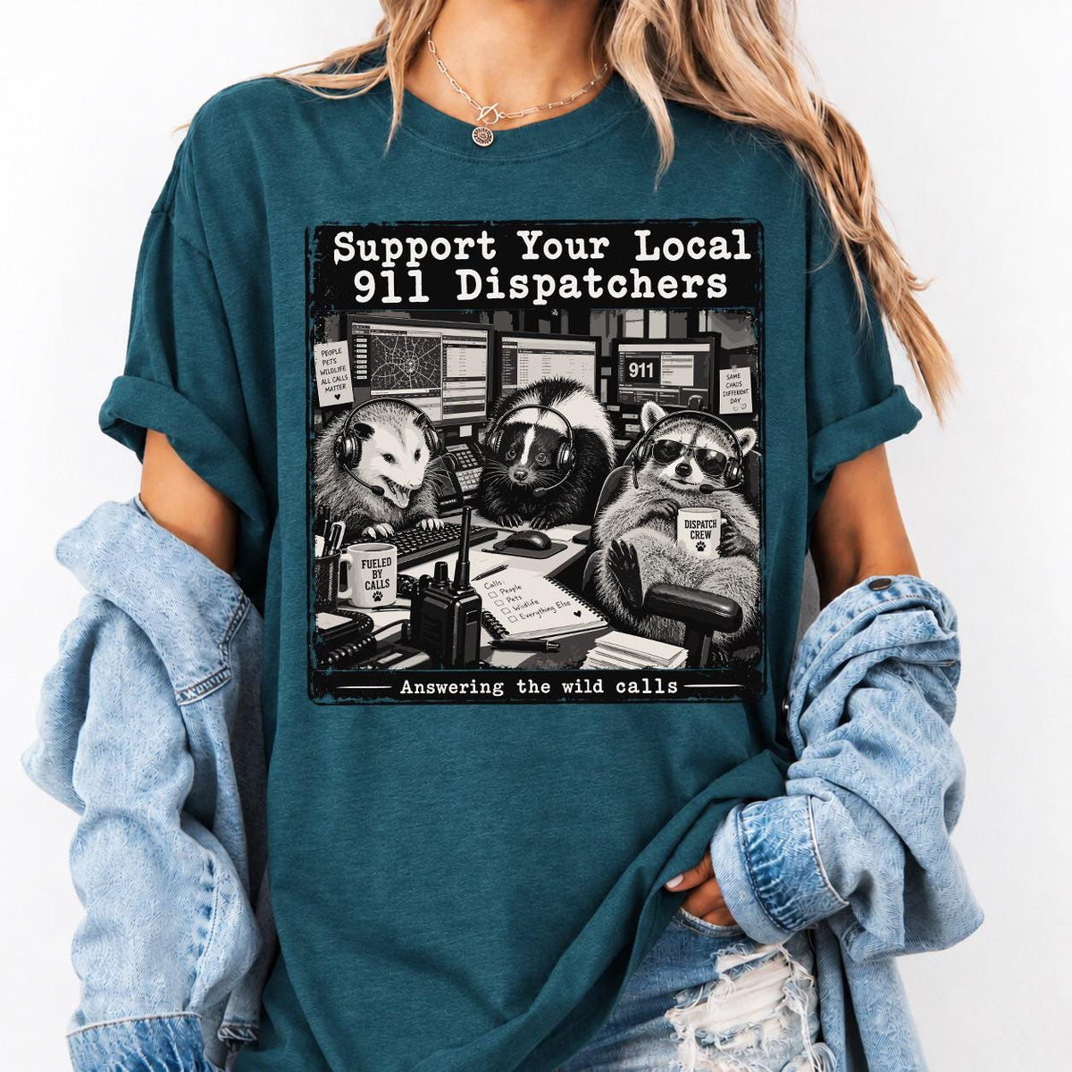 Raccoon Possum 911 Dispatcher Shirt, Support Your Local Dispatchers Tee