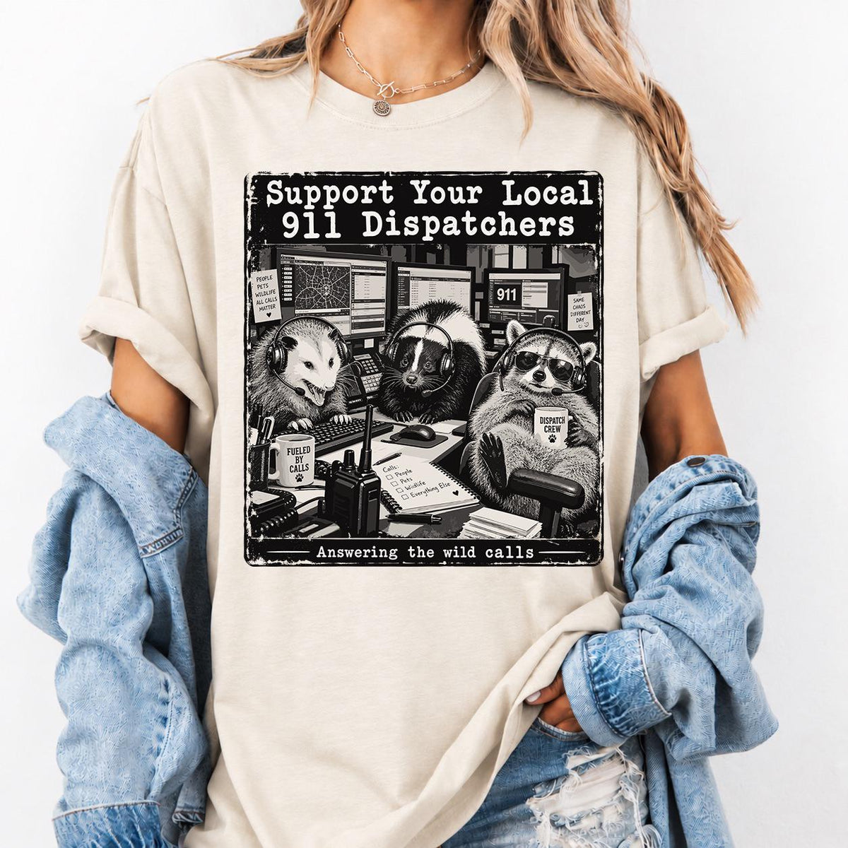 Raccoon Possum 911 Dispatcher Shirt, Support Your Local Dispatchers Tee