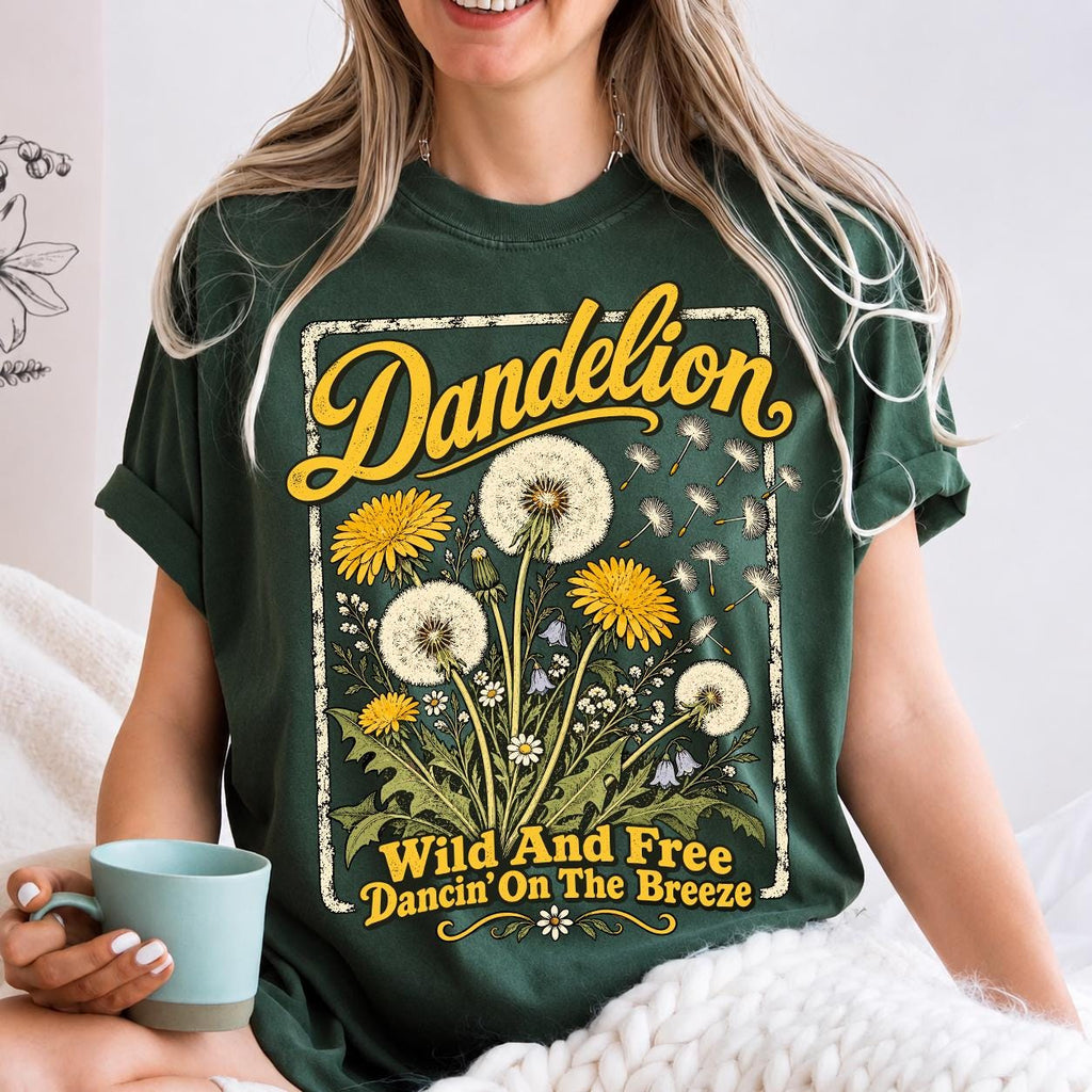 Dandelion Shirt, Botanical Wildflower Tee, Boho Floral Garden Plant Mom Top