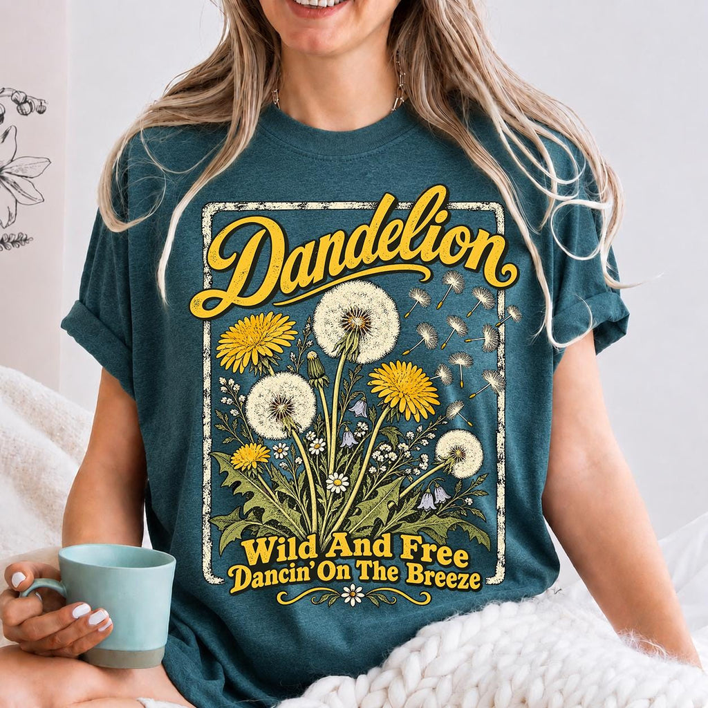 Dandelion Shirt, Botanical Wildflower Tee, Boho Floral Garden Plant Mom Top