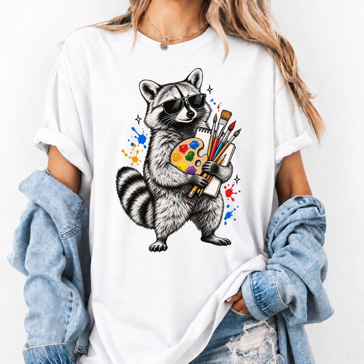 Art Teacher Shirt, Raccoon Art Teacher Tee, Cute Painter Artist Gift