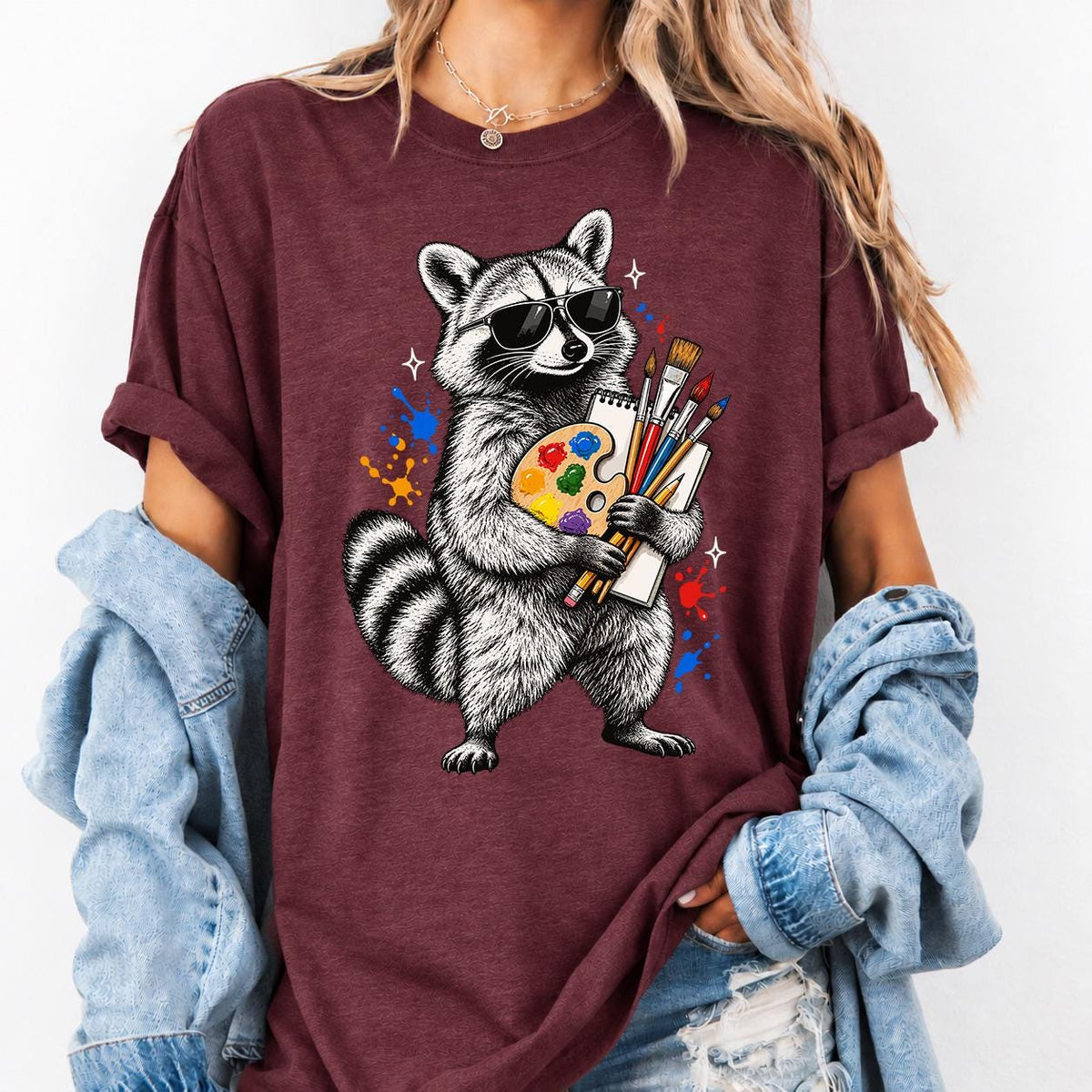 Art Teacher Shirt, Raccoon Art Teacher Tee, Cute Painter Artist Gift