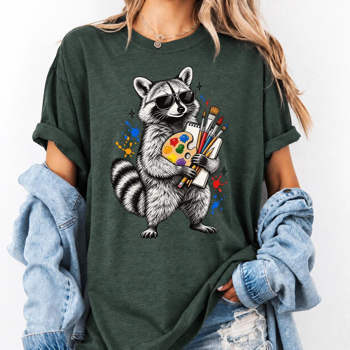Art Teacher Shirt, Raccoon Art Teacher Tee, Cute Painter Artist Gift