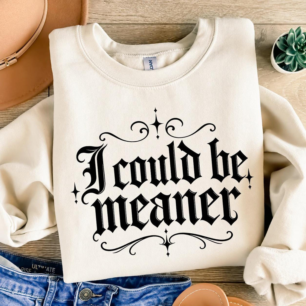 I Could Be Meaner Sweatshirt, Funny Sarcastic Quote Graphic Tee