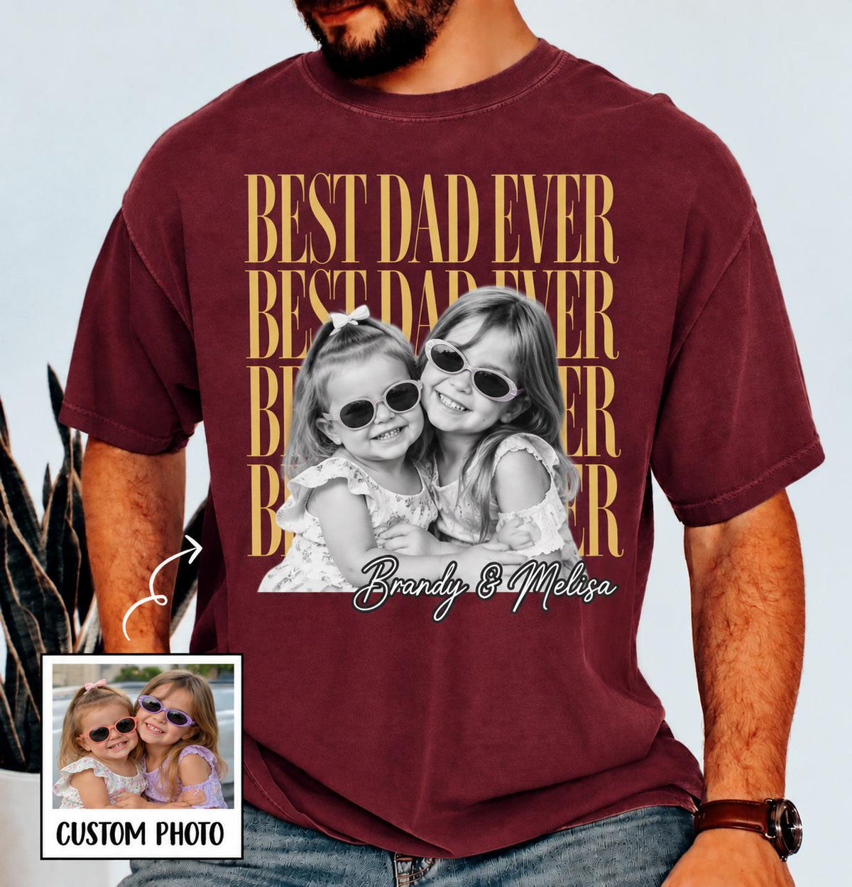 Custom Dad Vintage Photo Shirt: Personalized Fathers Day Shirt With Kids Photo