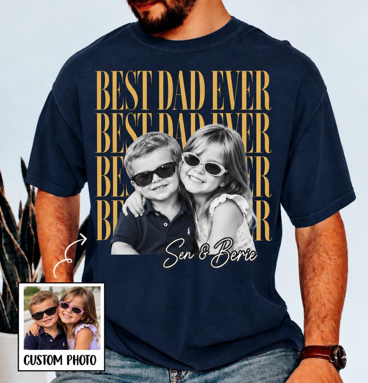 Custom Dad Vintage Photo Shirt: Personalized Fathers Day Shirt With Kids Photo