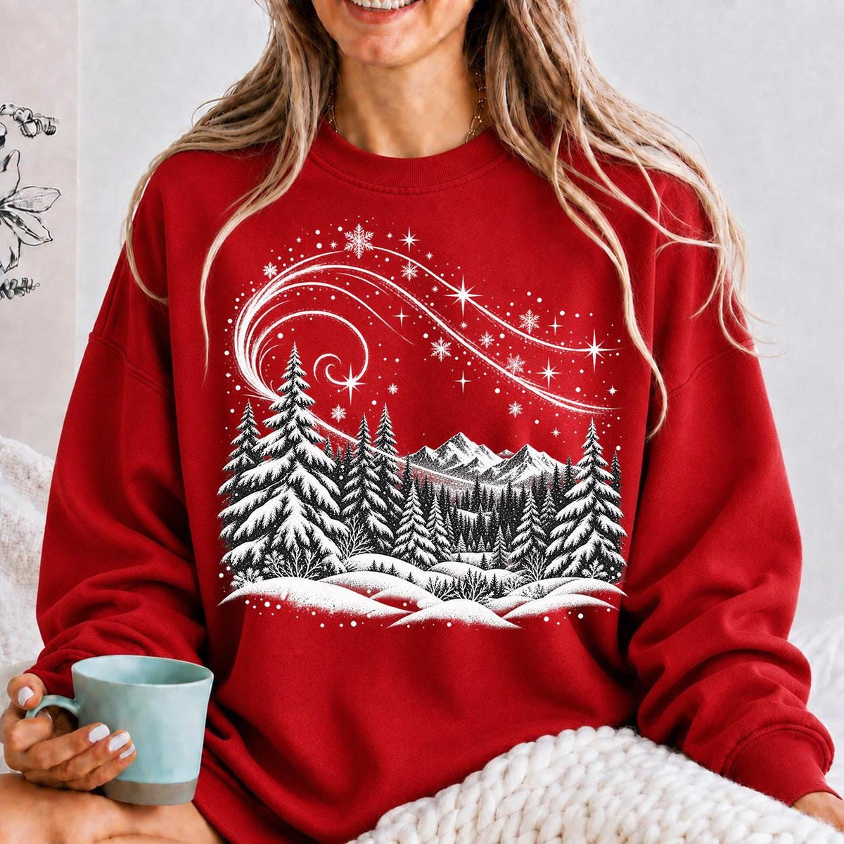 Vintage Winter Forest shirt, , Mountain Pine Tree Sweatshirt