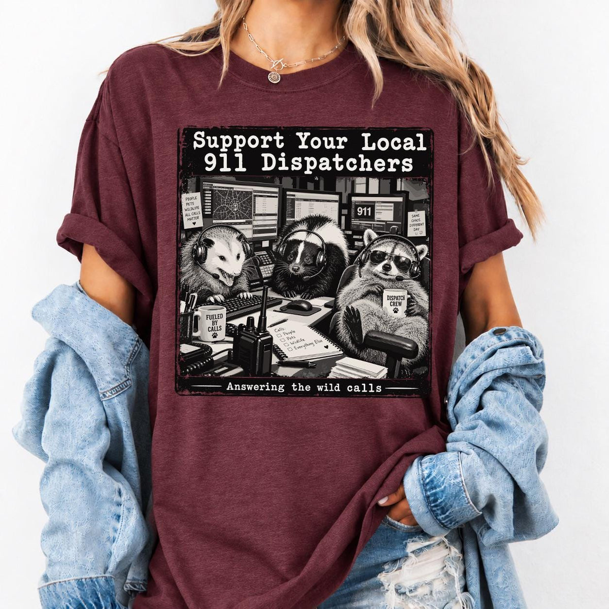 Raccoon Possum 911 Dispatcher Shirt, Support Your Local Dispatchers Tee