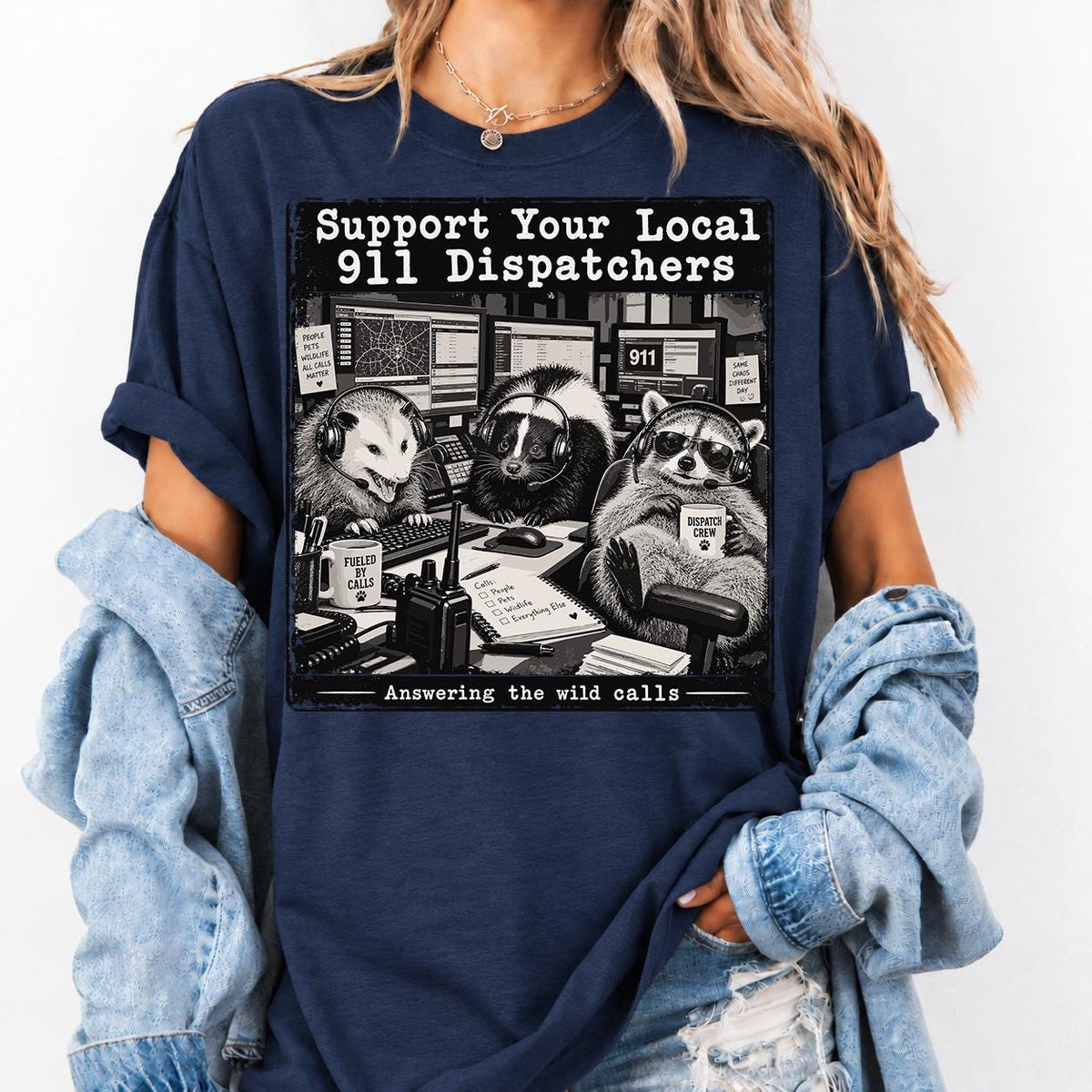 Raccoon Possum 911 Dispatcher Shirt, Support Your Local Dispatchers Tee