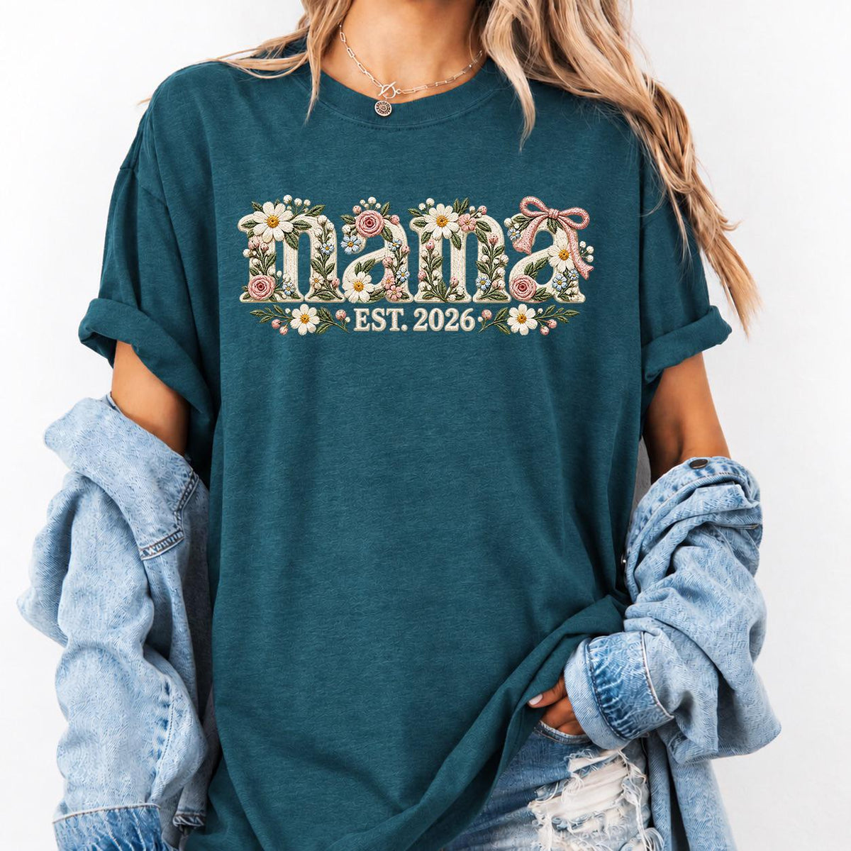 Personalized Floral mama shirt, Custom Name Crewneck