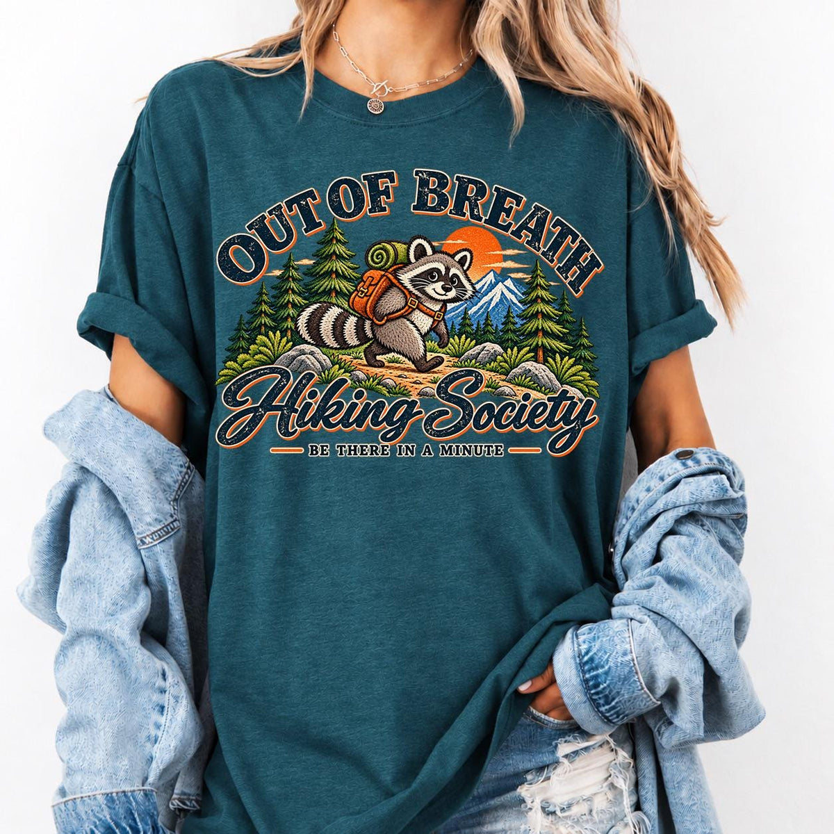 Hiking Sweatshirt, Out Of Breath Hiking Society, Raccoon Sweatshirt