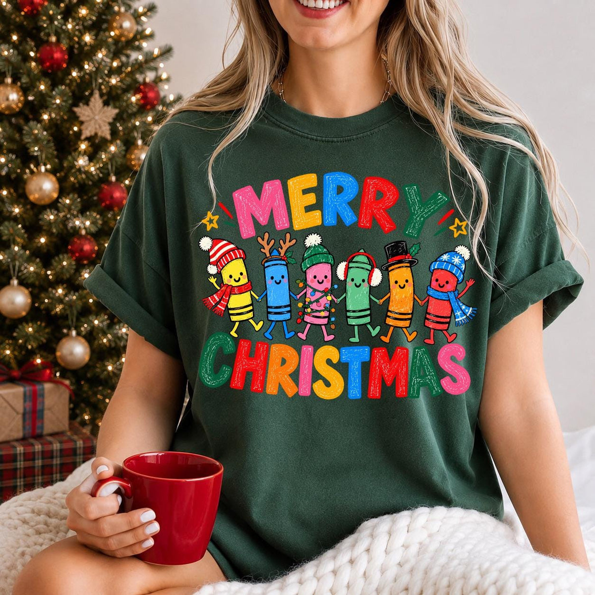 Crayons Christmas shirt, Teacher Life shirt, Winter Teacher shirt, Crayons