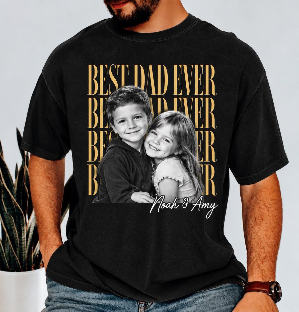 Custom Dad Vintage Photo Shirt: Personalized Fathers Day Shirt With Kids Photo
