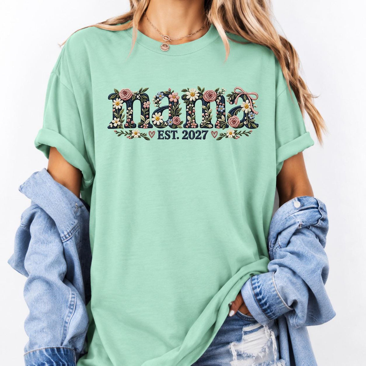 Personalized Floral mama shirt, Custom Name Crewneck