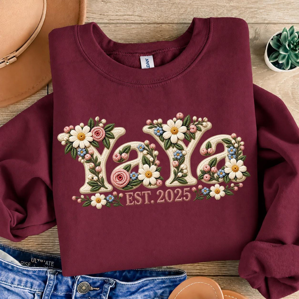 Personalized Floral mama shirt, Custom Name Crewneck