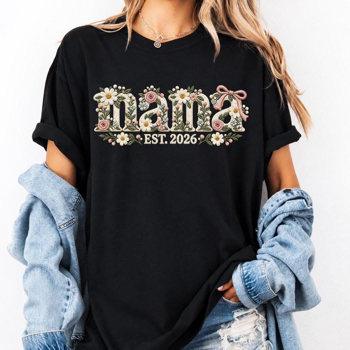 Personalized Floral mama shirt, Custom Name Crewneck