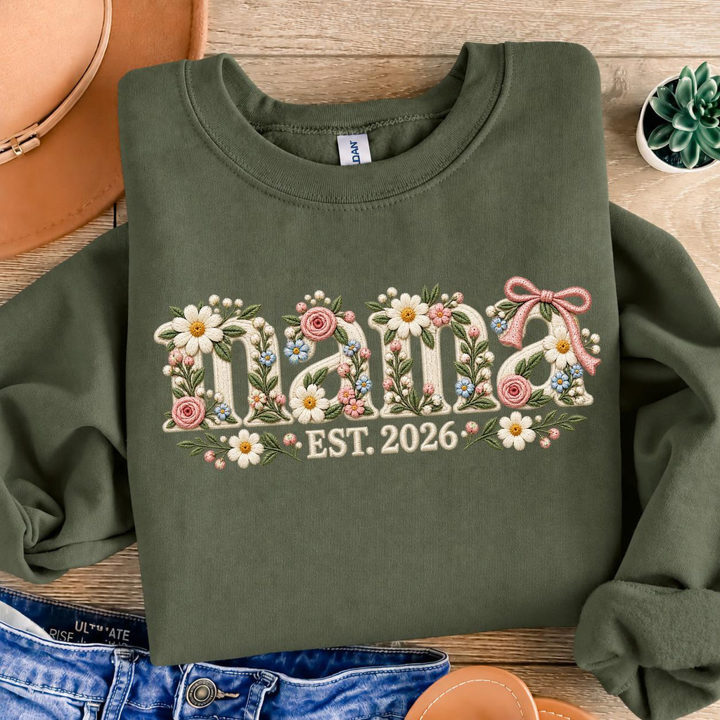 Personalized Floral mama shirt, Custom Name Crewneck