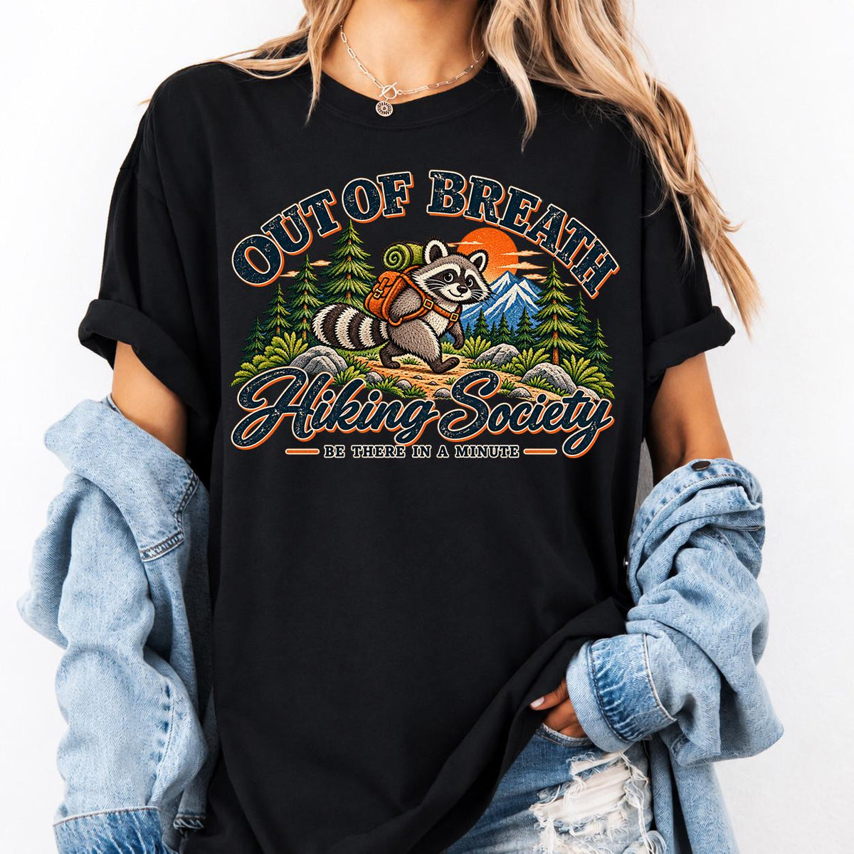 Hiking Sweatshirt, Out Of Breath Hiking Society, Raccoon Sweatshirt