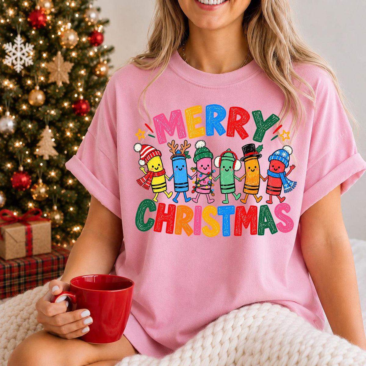 Crayons Christmas shirt, Teacher Life shirt, Winter Teacher shirt, Crayons