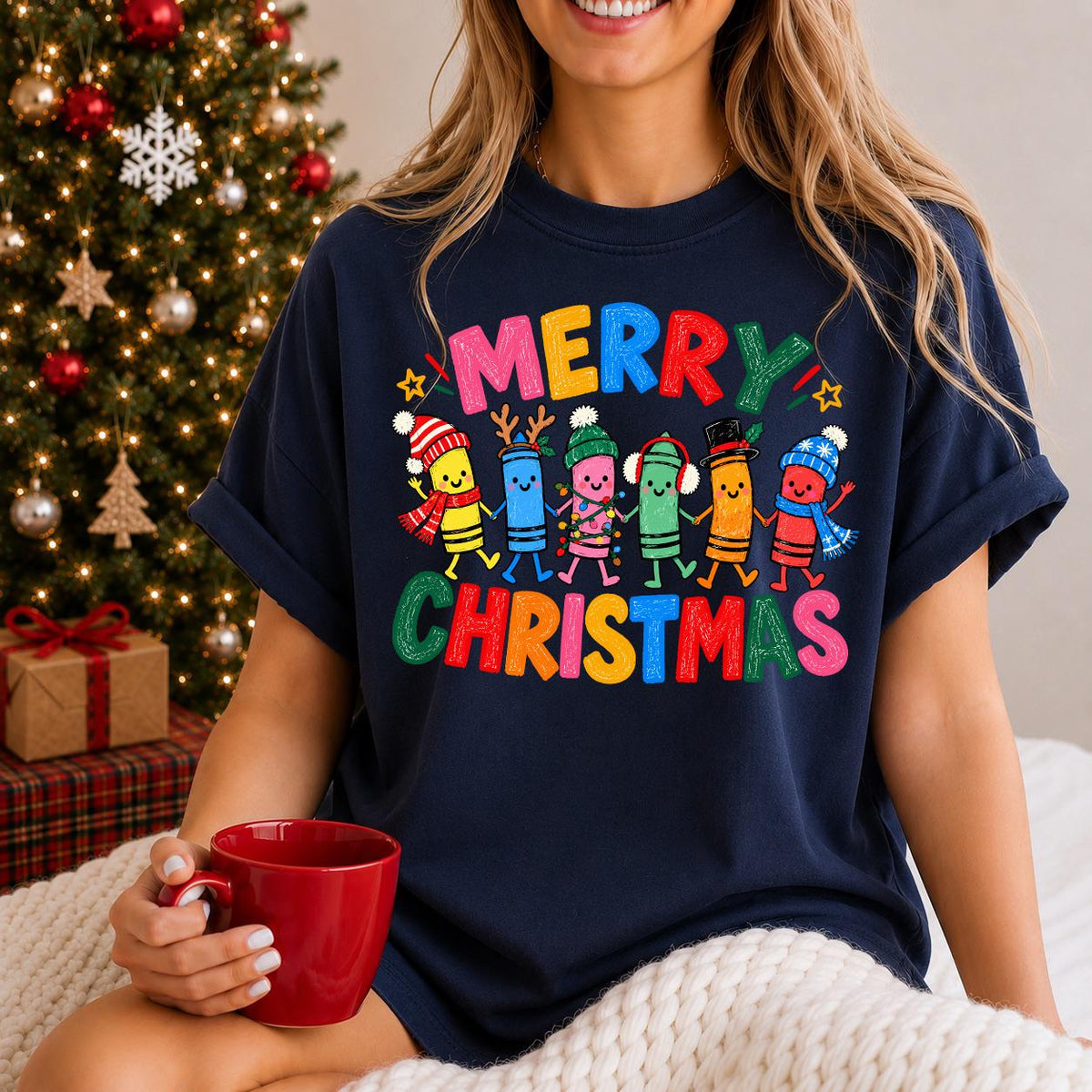 Crayons Christmas shirt, Teacher Life shirt, Winter Teacher shirt, Crayons