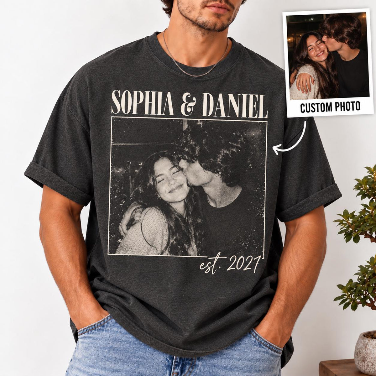 Custom couple Photo Engagement Shirt, Personalized Couple Shirt