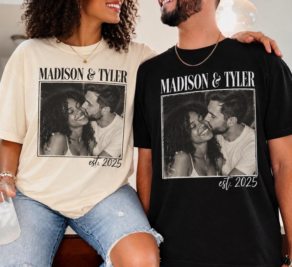 Custom couple Photo Engagement Shirt, Personalized Couple Shirt